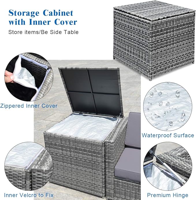 Tangkula 8 PCS Outdoor Patio Furniture Set, Rattan Wicker Sofa Set, Sectional - Image 6