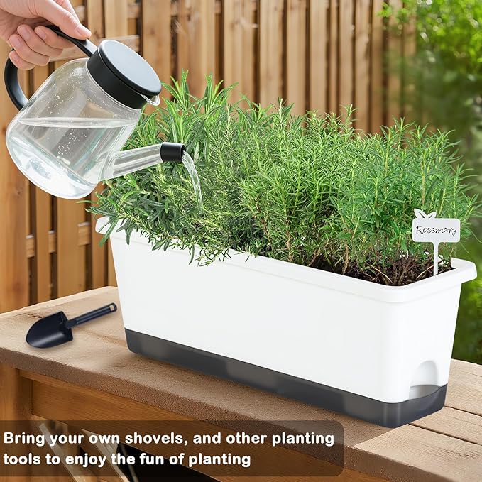 Window Box Planter 4 Packs, 17 Inches Rectangle Flower Pots - Image 2