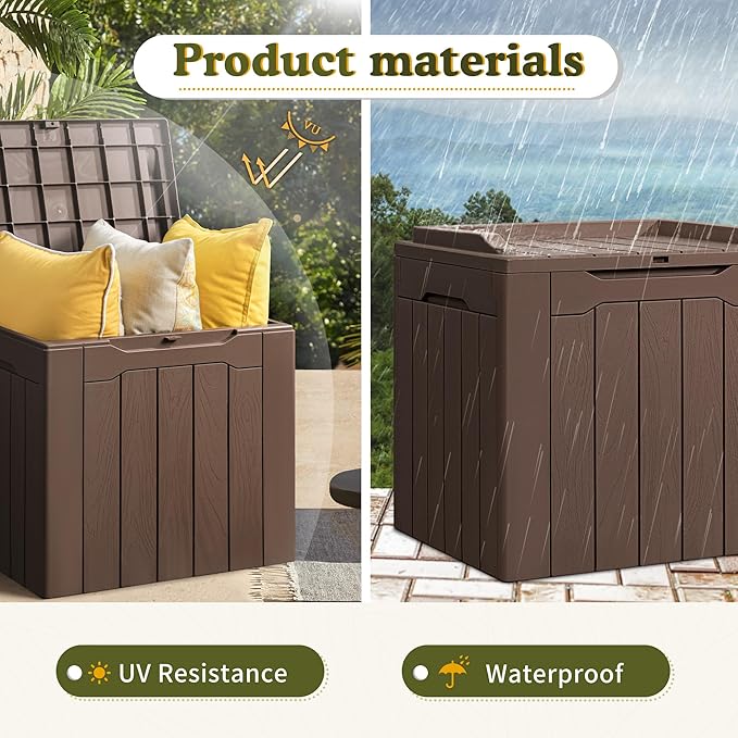 Devoko 31 Gallon Waterproof Outdoor Storage Box Resin Deck Box Lockable and UV - Image 4
