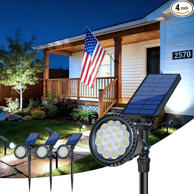 DBF Solar Outdoor Lights, 600LM Solar Spot Lights Outdoor Waterproof by DBF