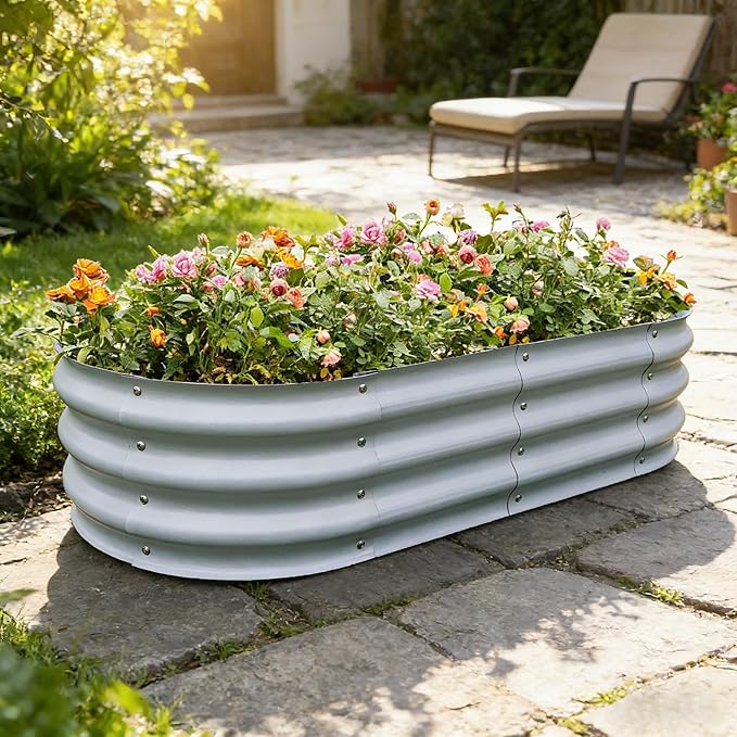 Gardmax Galvanized Raised Garden Bed, Lightweight Planter Boxes Outdoor - Image 7