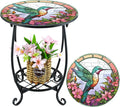 Outdoor Side Table Round Small Mosaic Patio Accent Indoor End Plant Metal by Cinnvoice