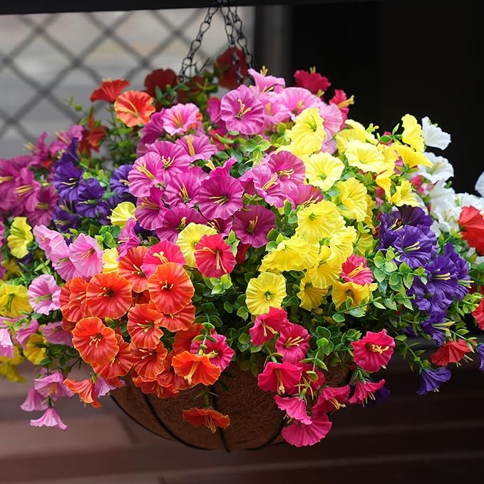 Artificial Flowers for Outdoors, UV Resistant Fake Silk Morning Glory, - Image 7