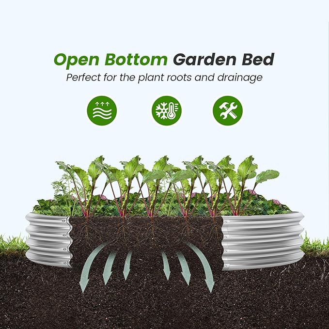 Land Guard 3×3×1ft Galvanized Raised Garden Bed Kit, Round Galvanized Planter - Image 6