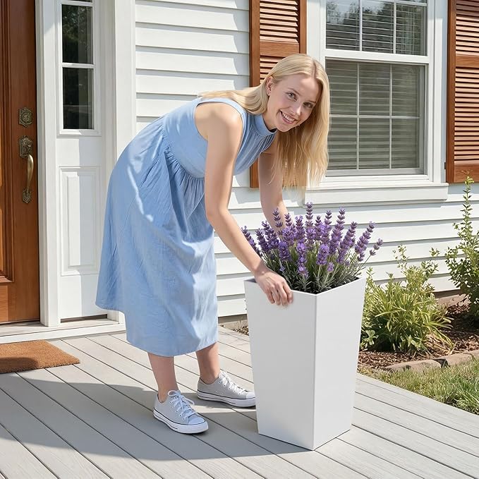 VEVOR Set of 2 Tall Planters for Outdoor Plants 22 inch, Modern Planters for - Image 8