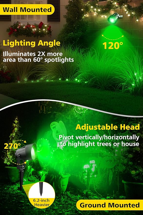 T-SUN Green Spotlight Outdoor, Waterproof LED Landscape Lighting - Image 4