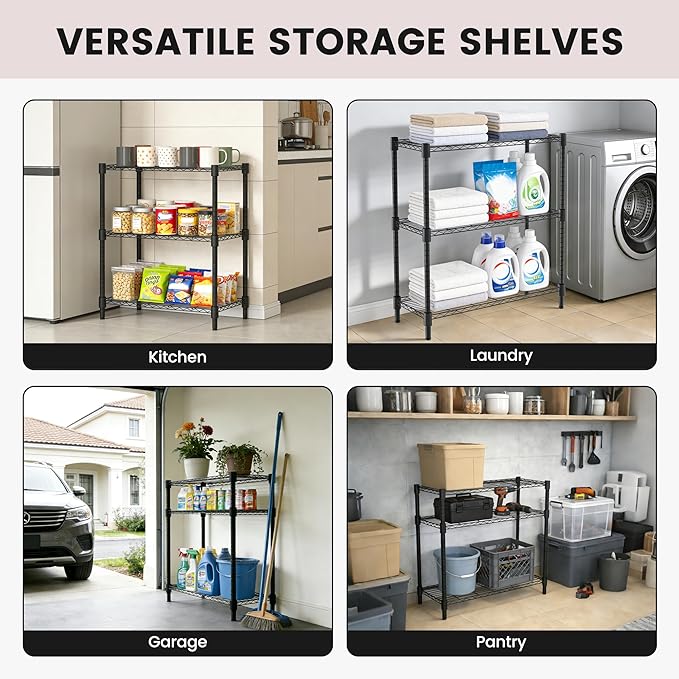 Xcity Storage Shelves, 3 Tier Heavy Duty Metal Shelving Unit, 1200 LBS Capacity - Image 7