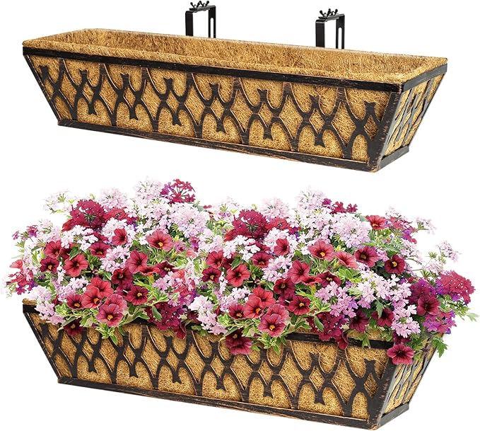 Window Boxes Planters: 2 Pack 24 Inch Railing Planter Box by KarlliuHOMEGARDEN