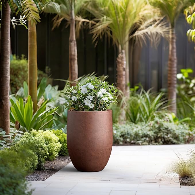 Kante 21.7" H Rusty Tall Planter, Large Outdoor Indoor Decorative Pot - Image 3