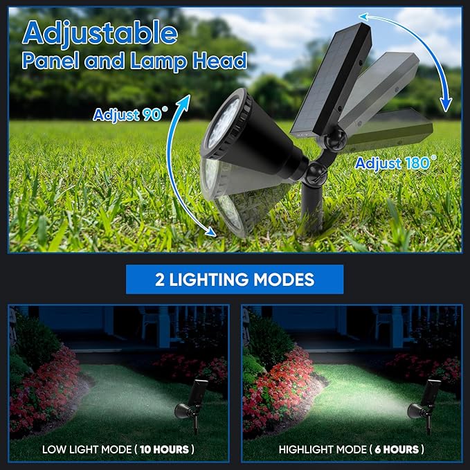 KEV Solar Spot Lights Outdoor, 18 LEDs Solar Flood Lights - Image 4