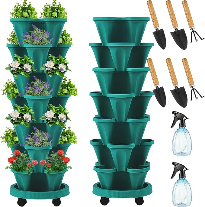 Umigy 2 Set of 7 Tier Vertical Planter Stackable Tower Planters Strawberry Herb by Umigy