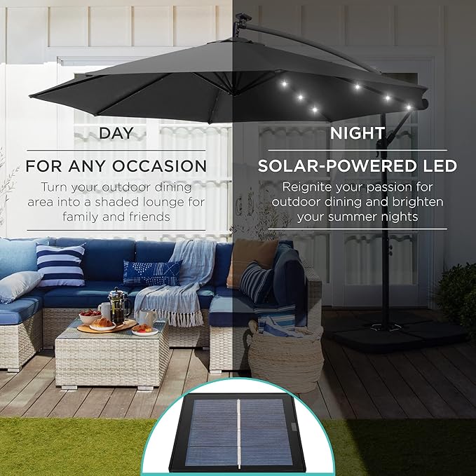 Best Choice Products 10ft Solar LED Offset Cantilever Hanging Market Patio - Image 3
