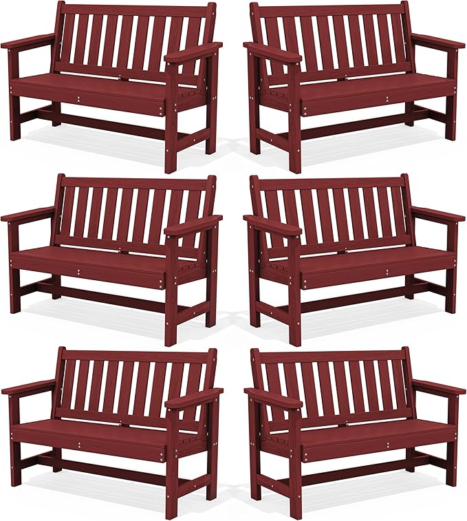 SERWALL Outdoor Bench, HDPE Outdoor Benches Weatherproof, 2-Person Garden Bench by SERWALL