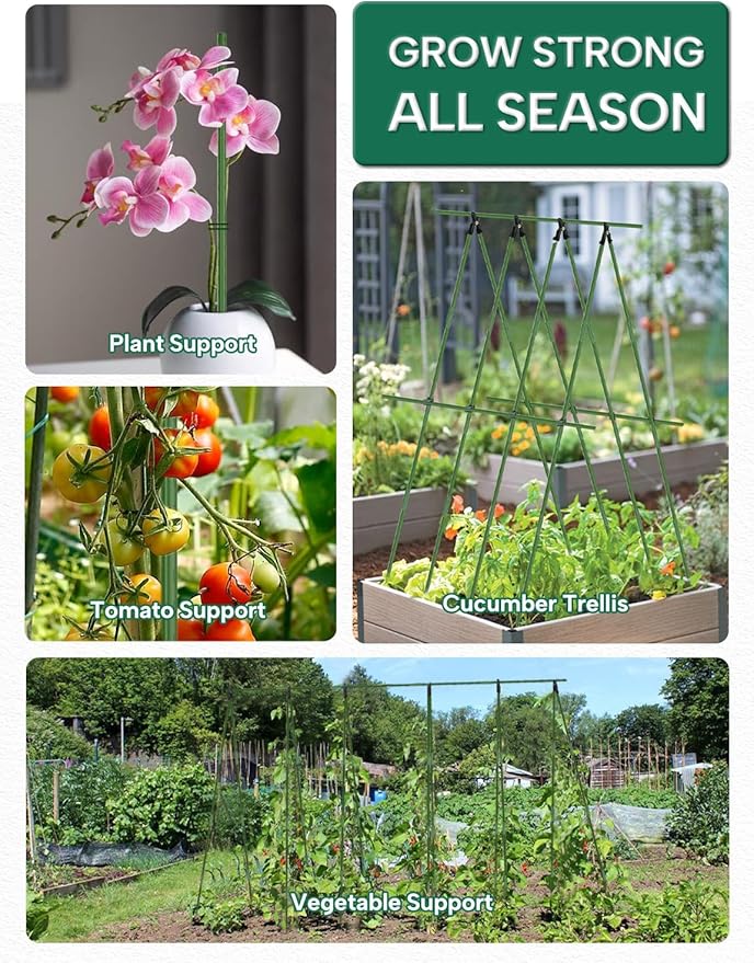 Breeze Touch Garden Trellis for Climbing Plants Outdoor, 30 Pack 17" Tomato - Image 7