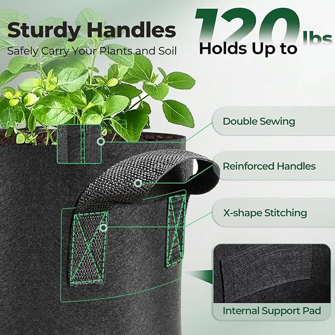 T4U 7 Gallon Grow Bags, Upgrade Grow Bags - Image 4
