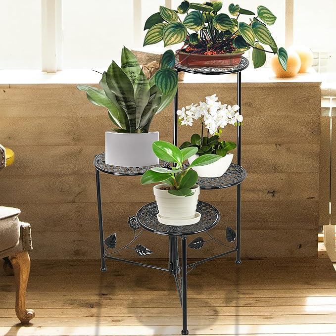 Plant Stand Indoor Outdoor, 3/4 Tier 30" Tall Metal Flower Pot Holder Shelves - Image 6