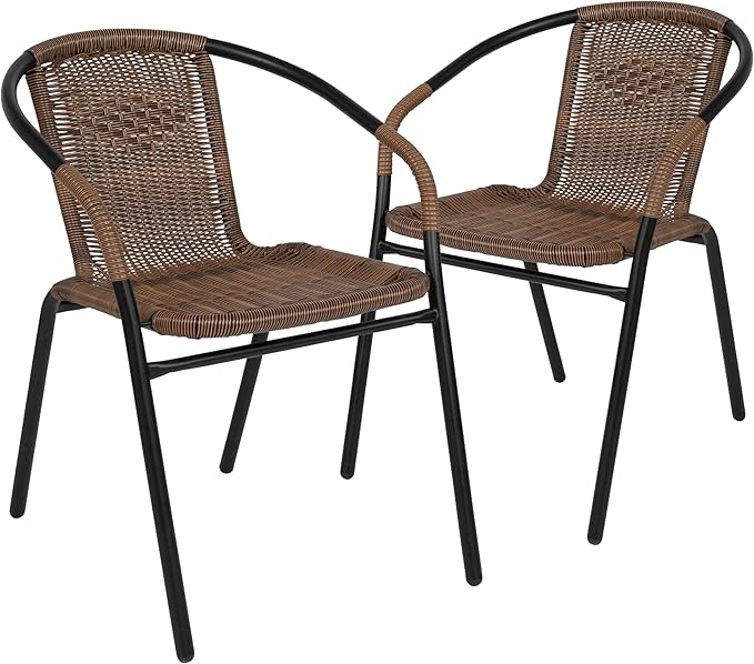 Flash Furniture Lila Modern Rattan Indoor/Outdoor Stackable Dining Chairs by FlashFurniture