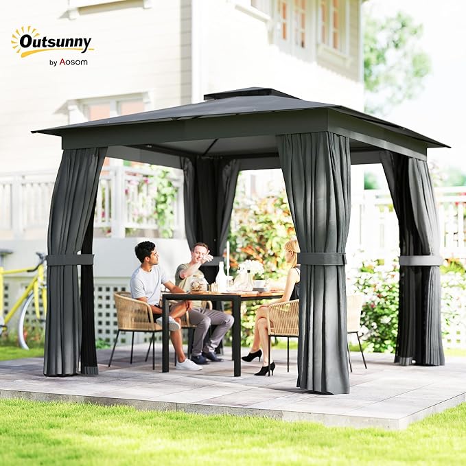 Outsunny 10' x 10' Outdoor Patio Gazebo, Heavy Duty Gazebo Canopy Shelter - Image 2