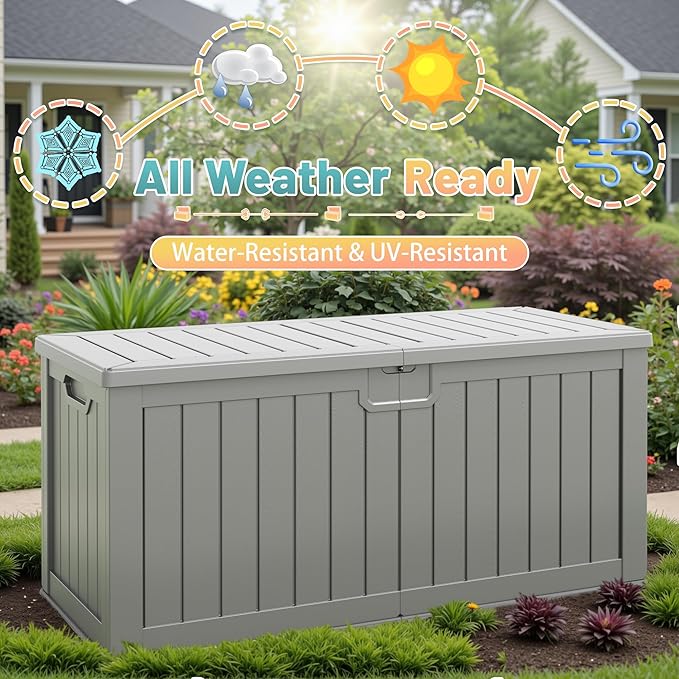 Patiowell 240 Gallon Large Outdoor Storage Box, Waterproof Deck Box - Image 5