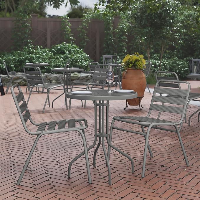 Flash Furniture Bellamy 23.75'' Round Tempered Glass Metal Table - Image 2