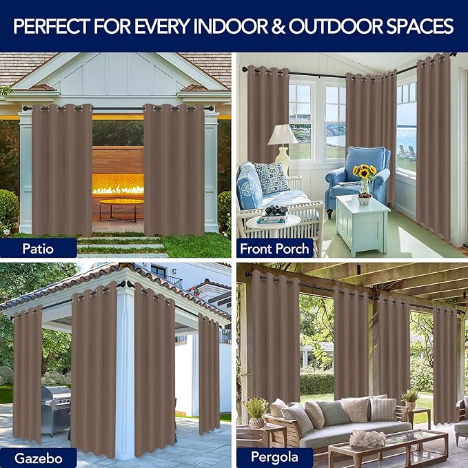 PureFit Outdoor Curtains for Patio Waterproof Weatherproof, UV Resistant - Image 5