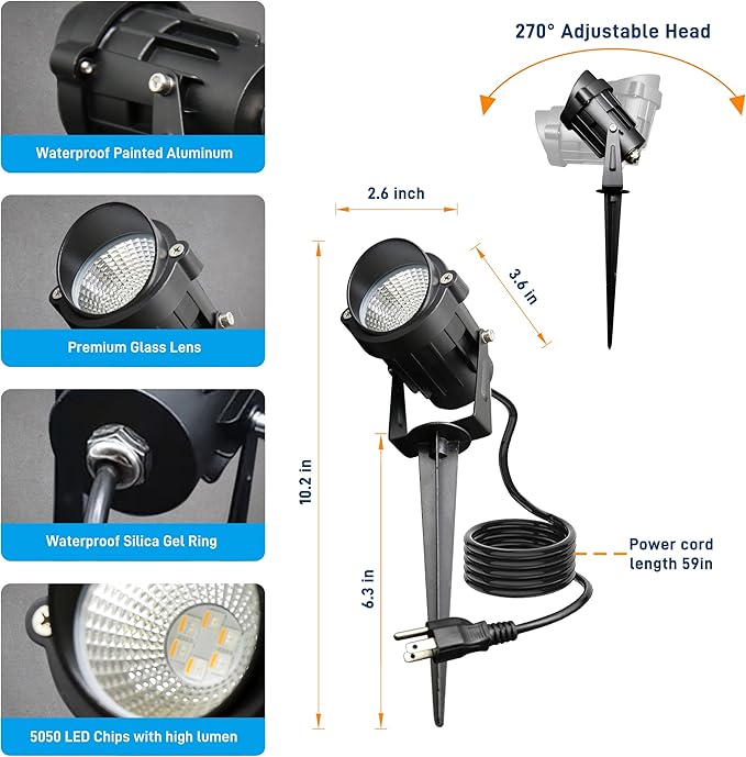 Halloween Christmas Outdoor Spotlights, 12W RGBW Colors Changing Landscape - Image 8