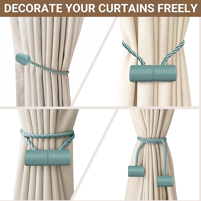Hion Magnetic Curtain Tiebacks Gray Blue 2pcs, Curtain Tiebacks Buckles - Image 7