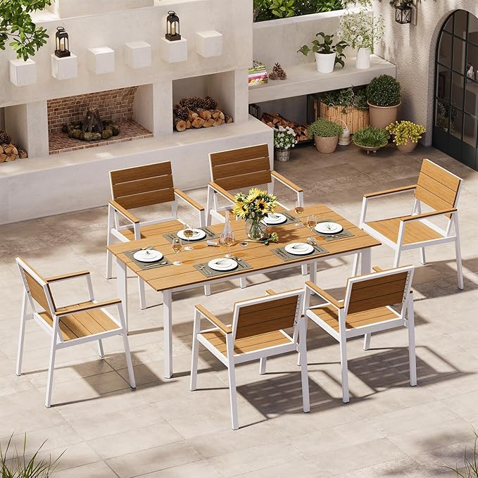 67"*32.3"*29.5" Patio Dining Table, Seamless Rectangle Aluminum + HDPS Outdoor - Image 6