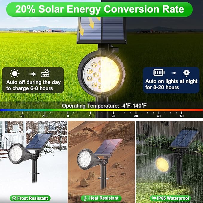8 Pack Solar Spot Lights Outdoor Waterproof 180 Adjustable Solar Powered - Image 4
