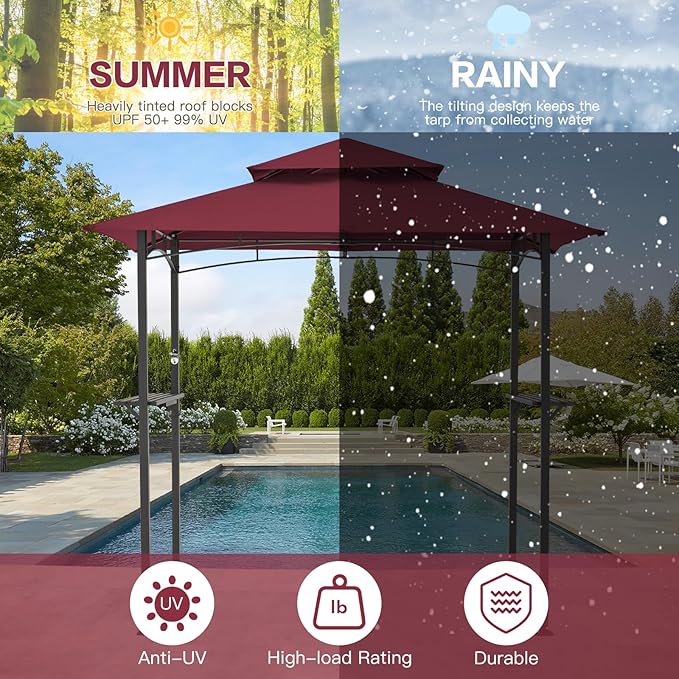 AECOJOY 8' x 5' Grill Gazebo, Grill Canopy - Image 3