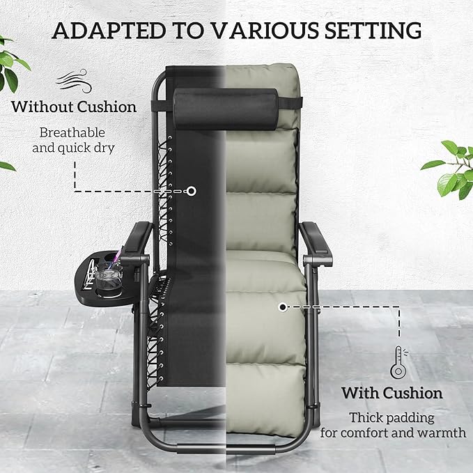 Outsunny Zero Gravity Chairs Set of 2, Reclining Folding Zero Gravity Lounge - Image 5