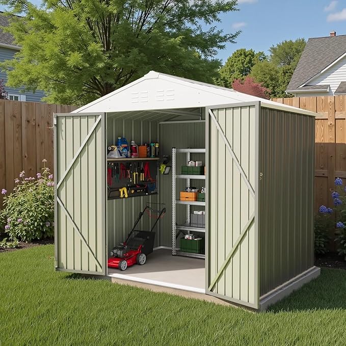 Greesum 8×6FT Outdoor Storage Shed, Metal Patio Storaged Sheds by BuynowfromGreesum