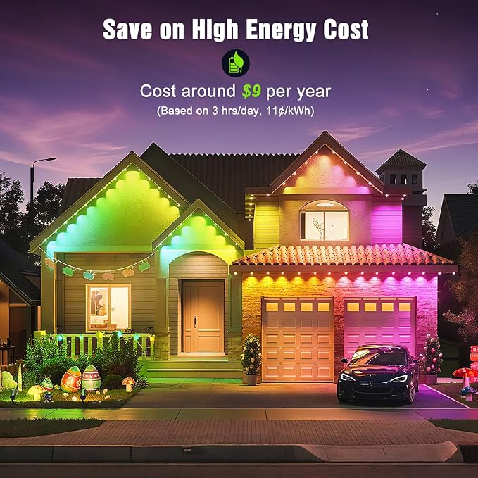 JOH Permanent Outdoor Lights, 100FT Permanent Outdoor Lights - Image 5