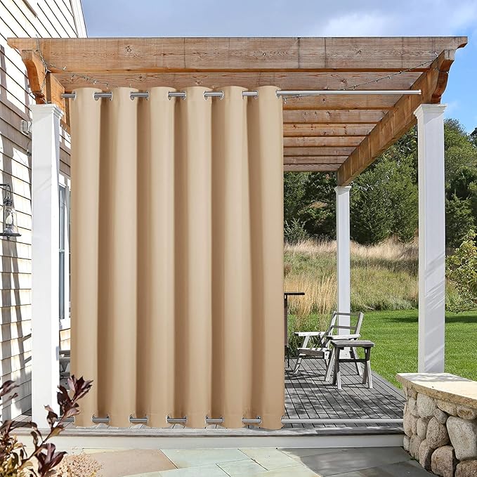 NICETOWN Outdoor Curtain for Patio Waterproof, Sunlight Block Rustproof Grommet by NICETOWN