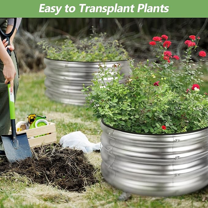 2 Pack 2x2x1ft Round Galvanized Raised Garden Bed Kits, Raised Garden Beds - Image 4