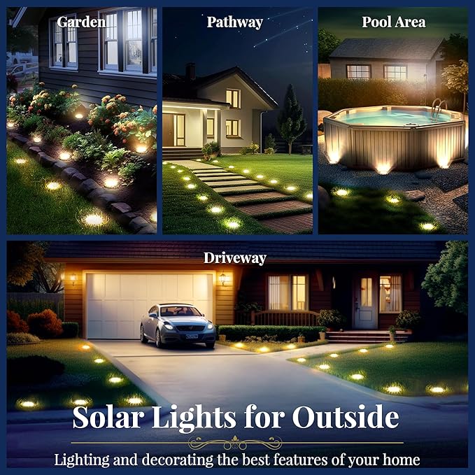 SOLPEX Solar Ground Lights, 12 Pack Solar Lights Outdoor Waterproof, 8 LED - Image 2