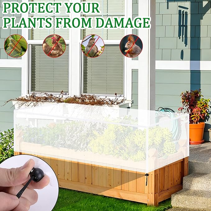 2 Pack Garden Netting for Raised Beds, 37.4" x 19.6" x 19.6" Garden Bed Insect - Image 6