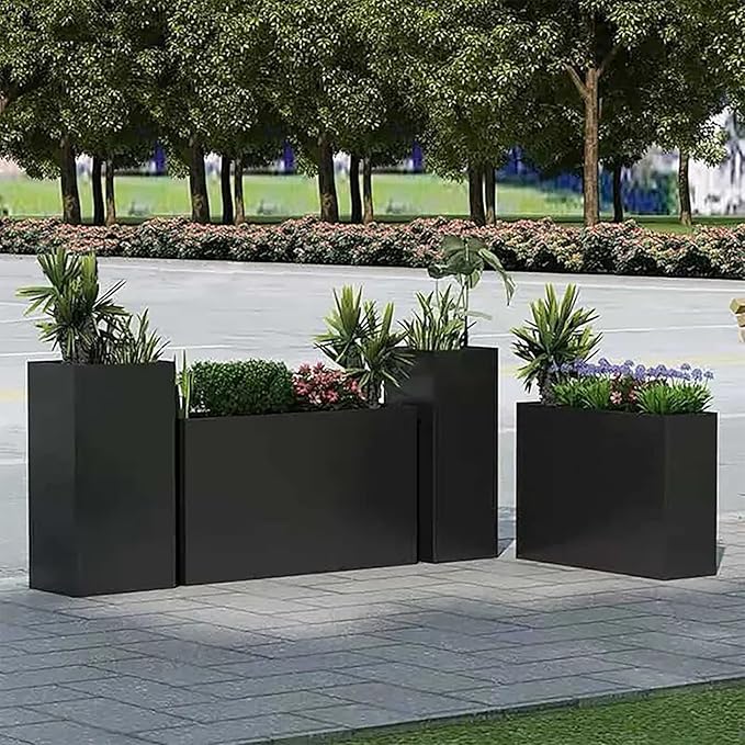 Black Steel Metallic Heavy Planter 30" x 12" x 24" - Image 5