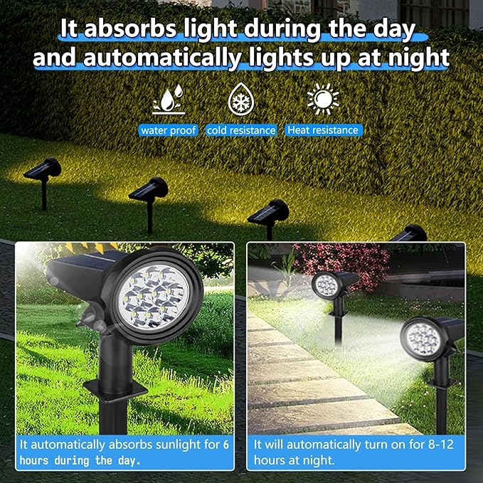 Solar Spot Lights Outdoor，Solar Lights Outdoor Waterproof IP68，Dark Sensing - Image 4