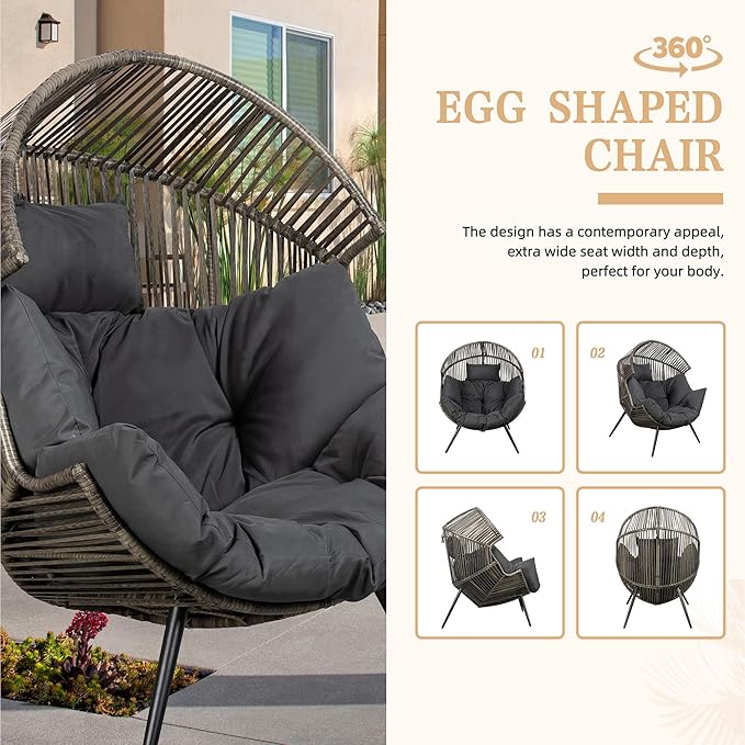 Vongrasig Wicker Egg Chair PE Rattan Chair - Image 6