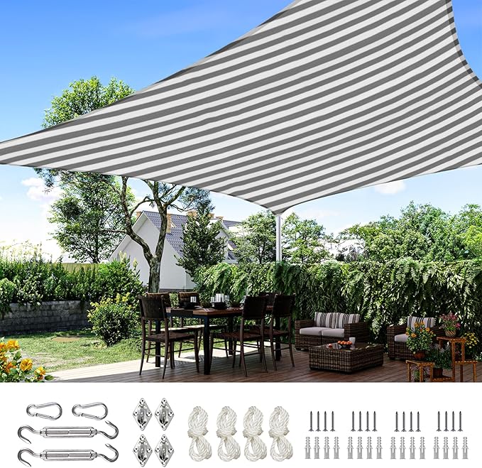 Quictent 12x16ft 185G HDPE Rectangle Sun Shade Sail Canopy 98% UV Block Outdoor by QUICTENT