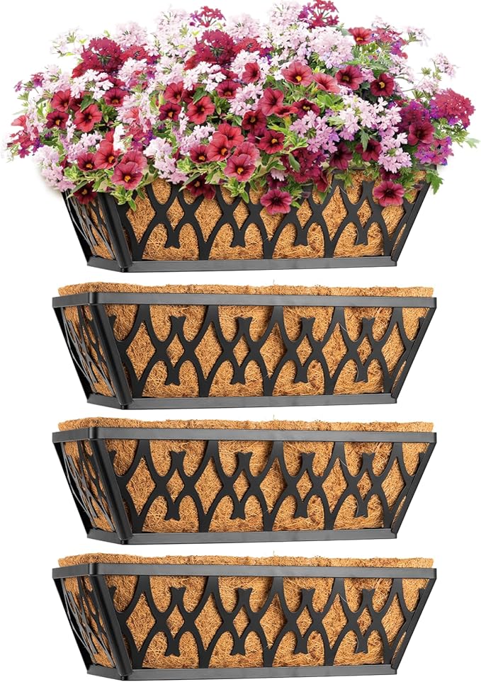 4 Pack 16 Inch Window Boxes Planters Railing Planter Box - Image 5
