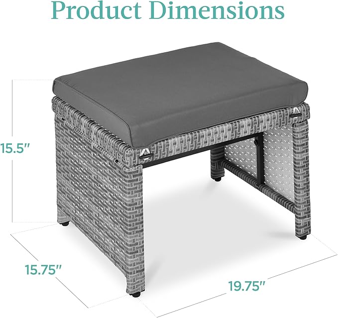 Best Choice Products Set of 2 Wicker Ottomans, Additional Seating, Side Table - Image 7