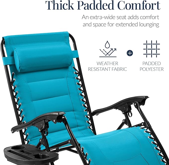 Best Choice Products Oversized Padded Zero Gravity Chair, Folding Outdoor Patio - Image 4