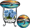 Outdoor Side Table Round Small Mosaic Patio Accent Indoor End Plant Coffee Tea by Cinnvoice