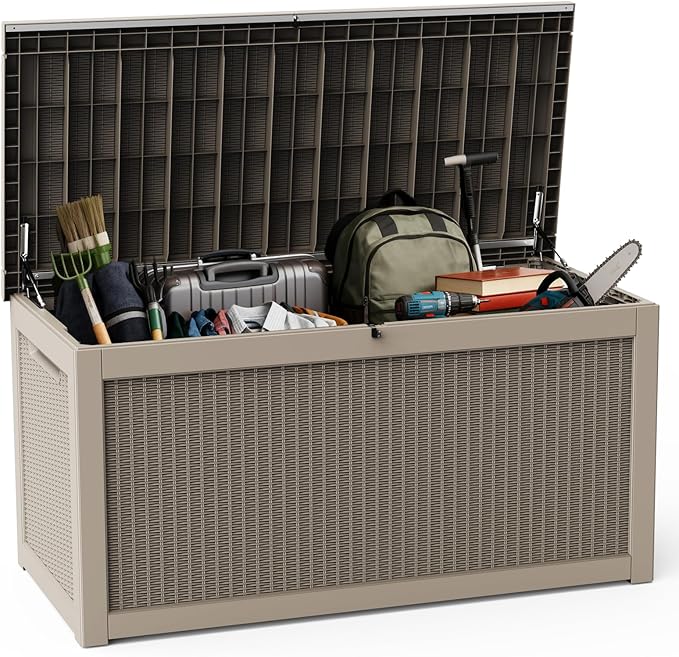 DRATO 320 Gallon Deck Box, Outdoor Large Waterproof Resin Storage Box by DRATOprovidesawarmandcozy