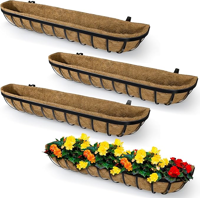 4 Pack 30 Inch Window Deck Railing Planter Boxes by BeapTcely