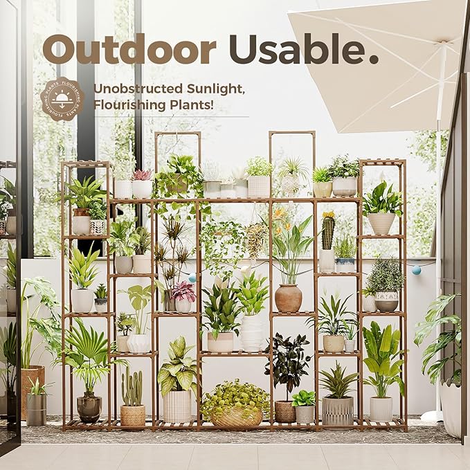Bamworld Plant Shelf Indoor 30 Pots Large Plant Shelf Wide Tall Outdoor Plant - Image 6
