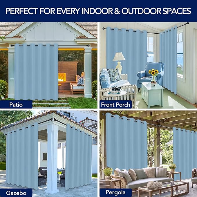 PureFit Outdoor Curtains for Patio Waterproof Weatherproof, UV Resistant - Image 5