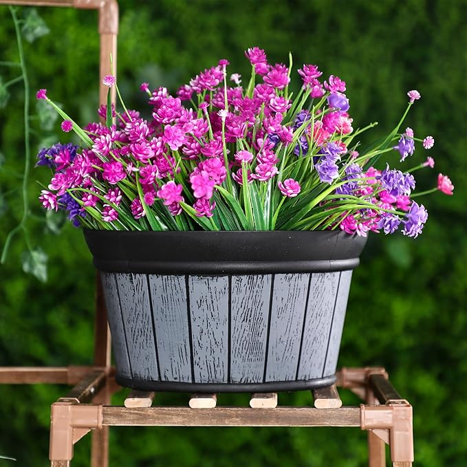 Layhit 6 Pcs Wall Hanging Planters Outdoor Pot Planter Wine Barrel Planter - Image 6